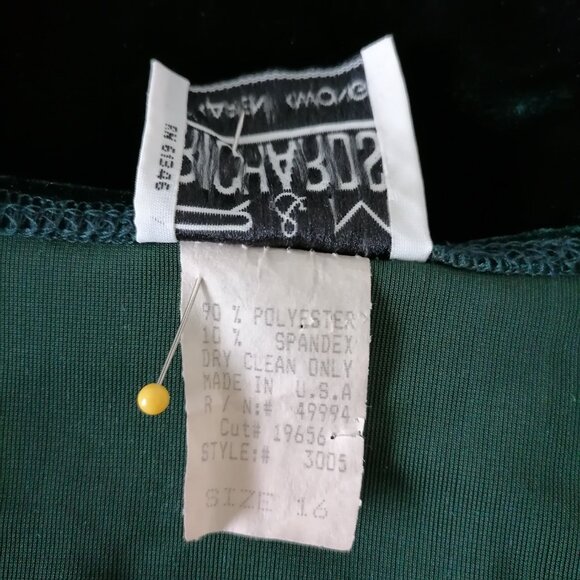 R&M Richards By Karen Kwong Womens Green  3/4 Sleeve Velvet Blouse Top Size 16 - Picture 6 of 8